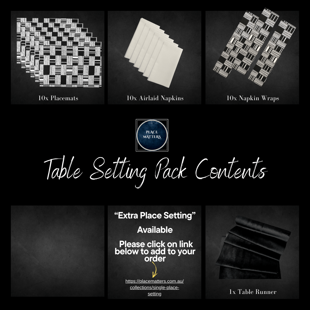 Black Table Setting Pack for 10 — + Table Runner - Place Matters
