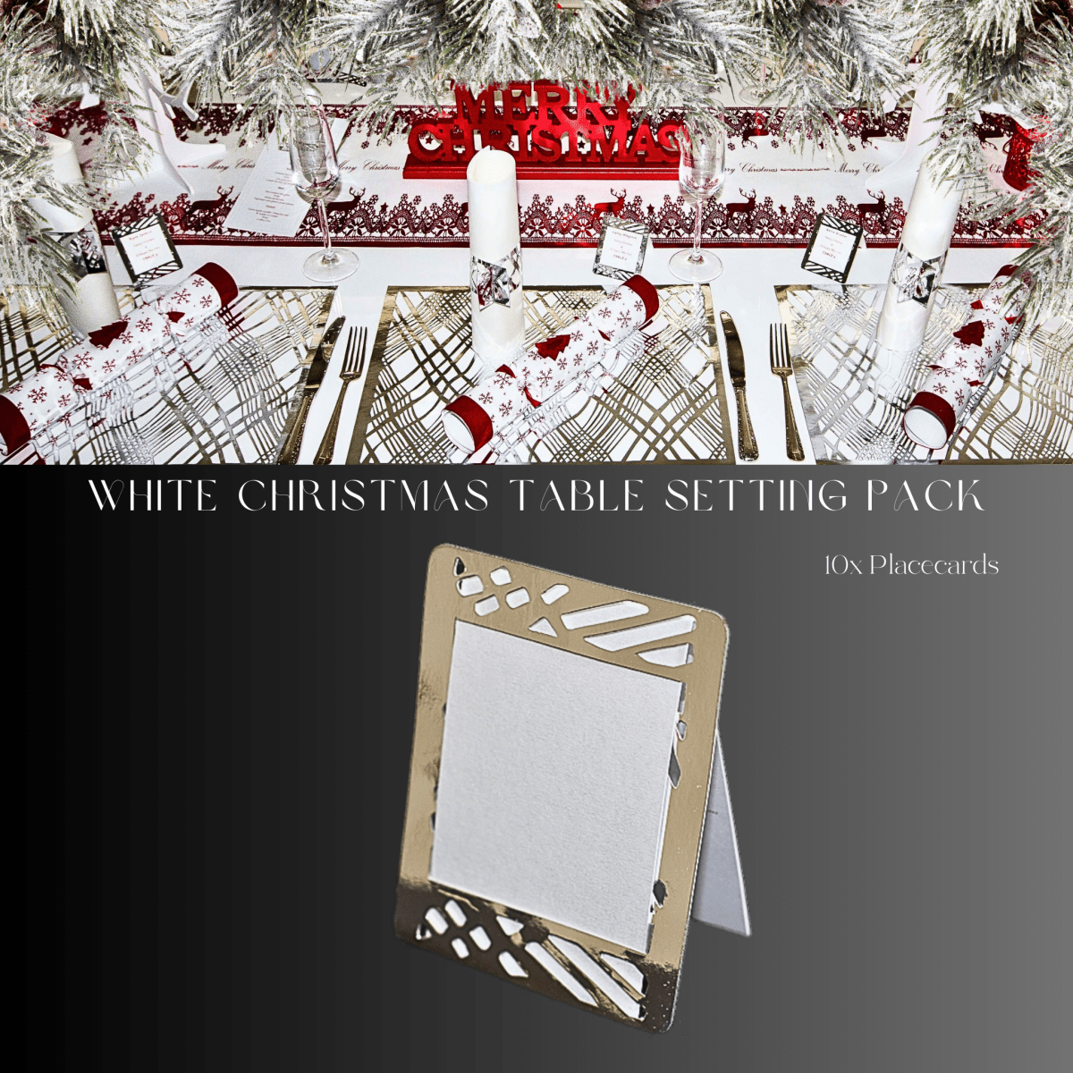 Silver Table Setting Pack — Includes Reindeer Christmas Runner - Place MattersChristmas Table Setting Pack
