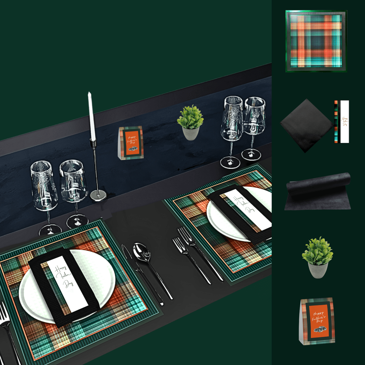 Father's Day Table Setting Pack For 10|Place Matters - Place MattersTable Setting Packs with Table Runner