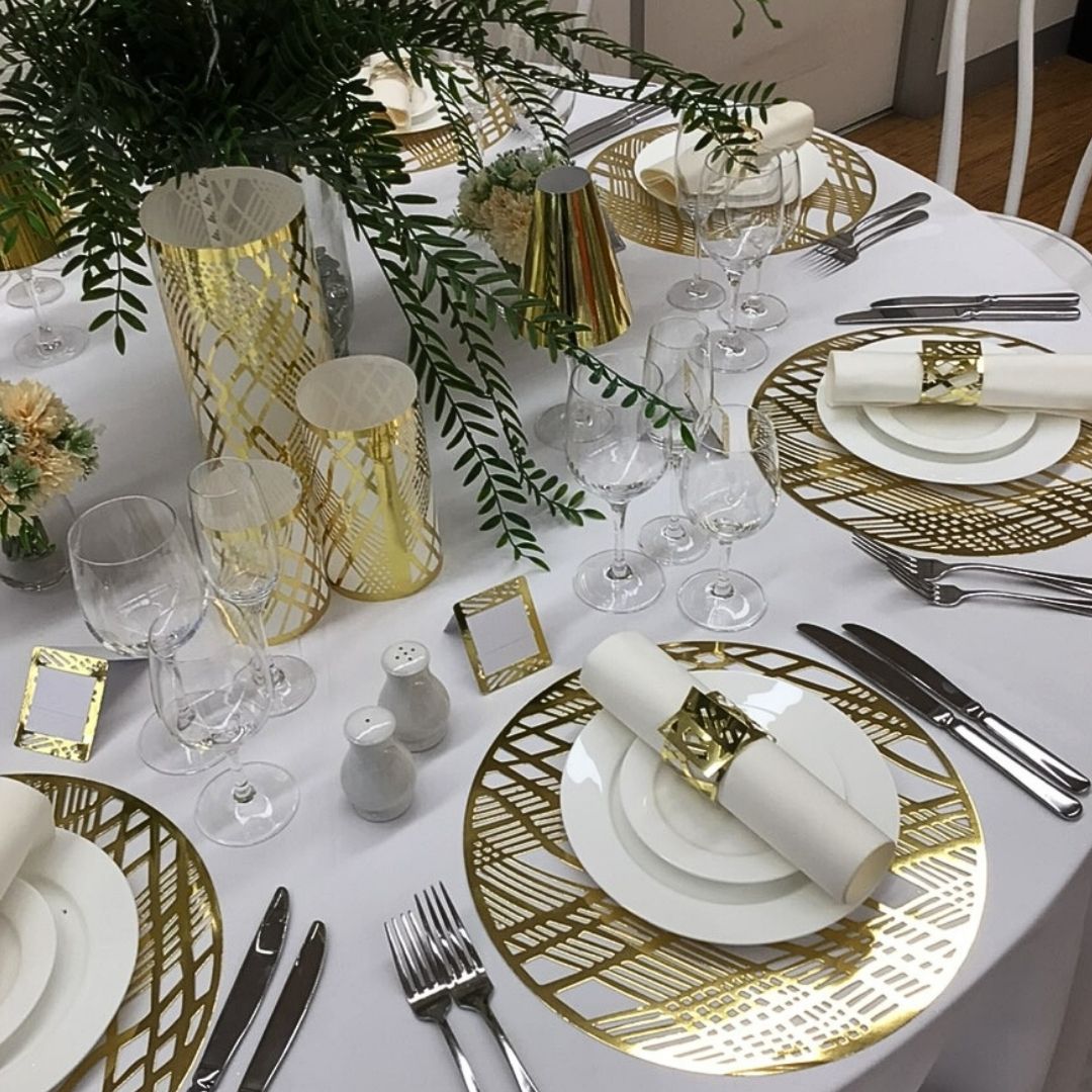 Gold Round Weave Placemats – Pack of 20 | Place Matters - Place Matters