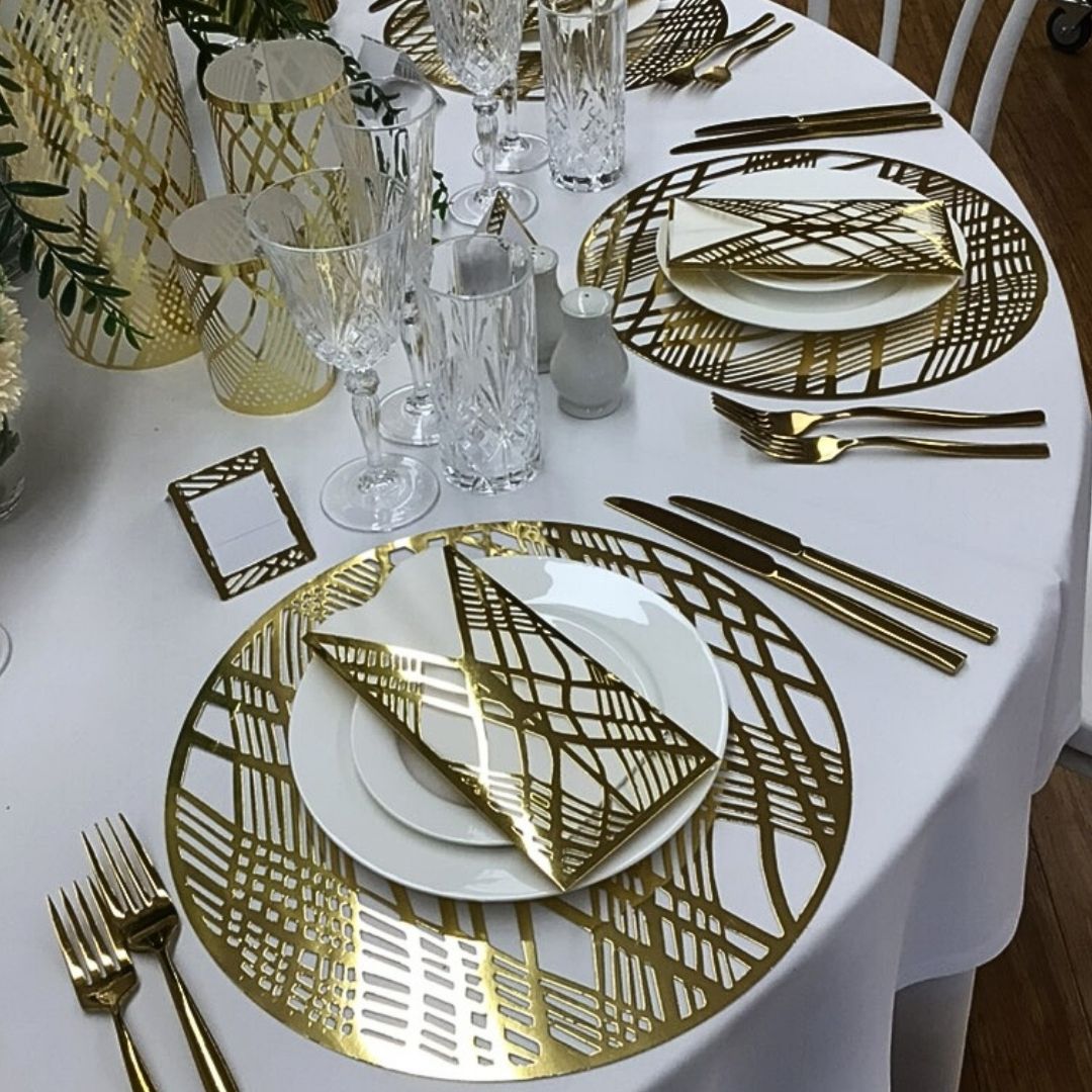 Gold Round Weave Placemats – Pack of 20 | Place Matters - Place MattersPlacemats