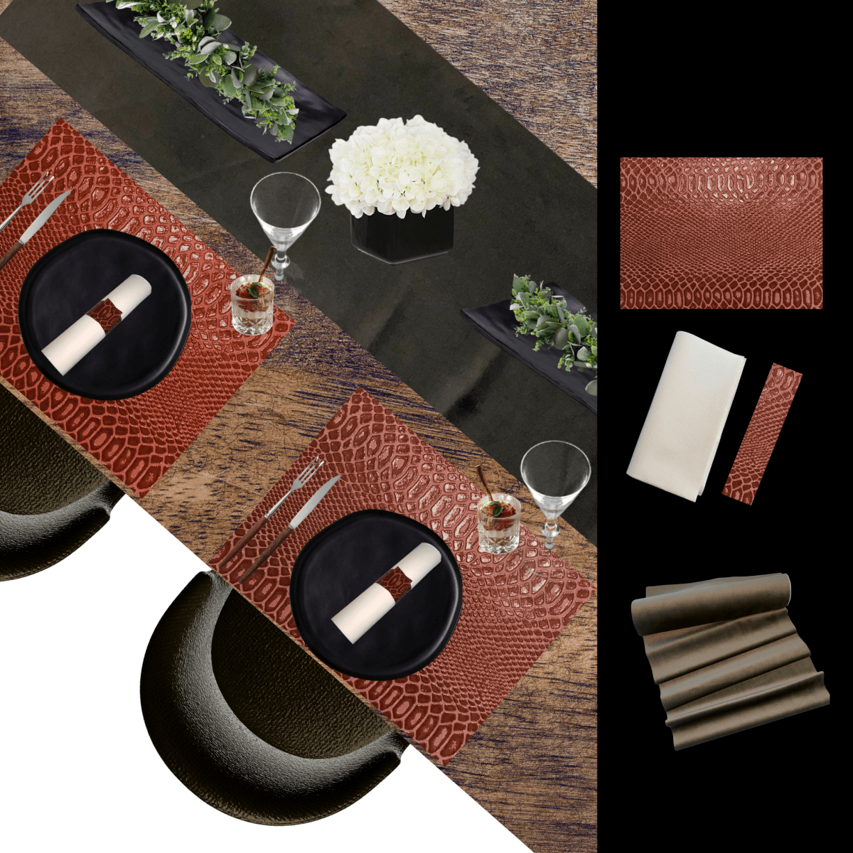 Masculine Table Setting Party Pack - Place MattersTable Setting Packs with Table Runner