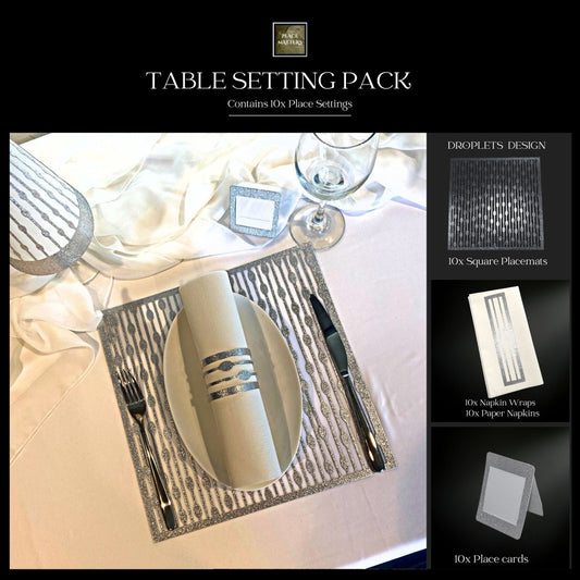 Gold Table Setting Pack – Droplets Design (Square Placemats) - Place MattersTable Setting Packs