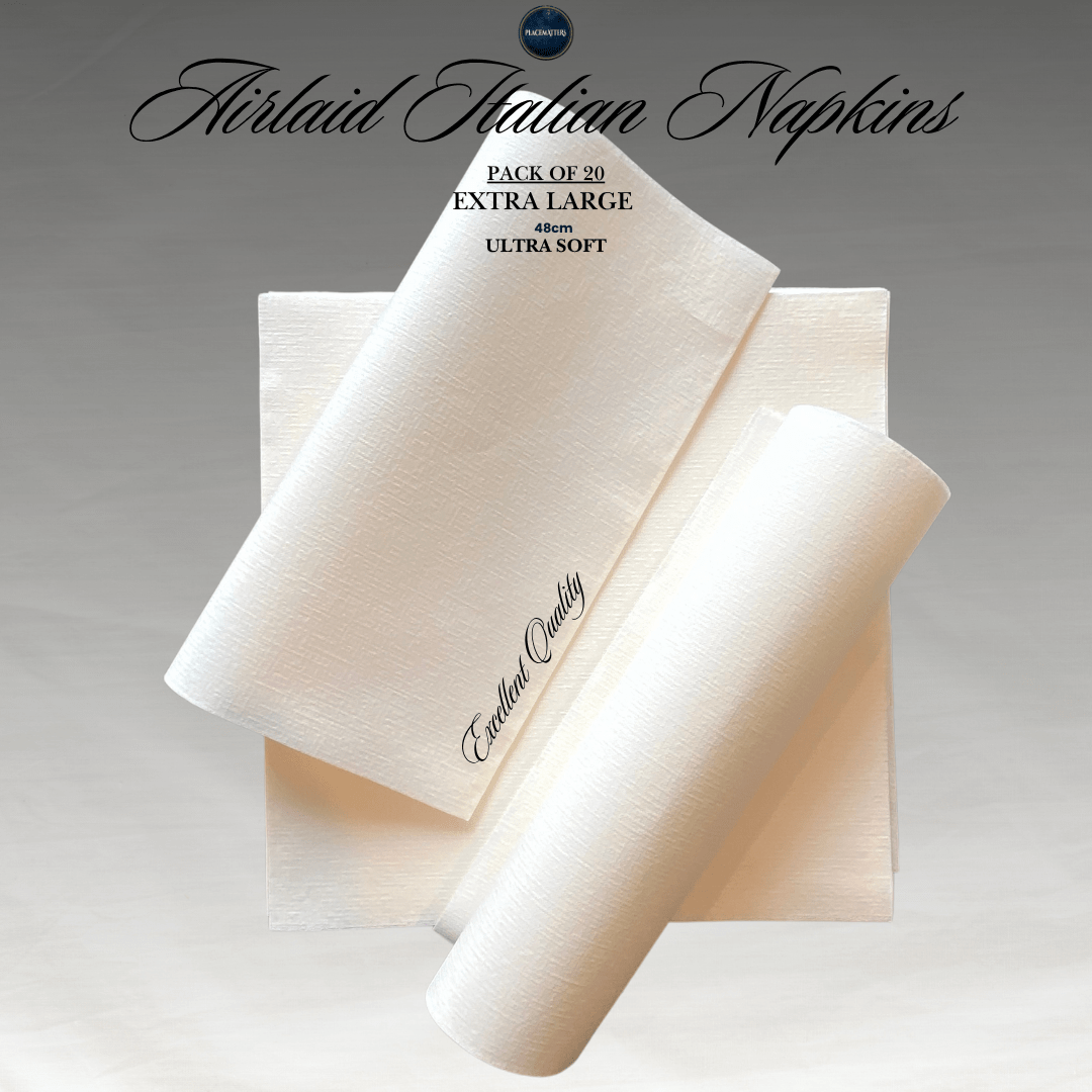 White Paper Napkins (Luxury Airlaid Paper) (Extra Large) - Place MattersNapkins