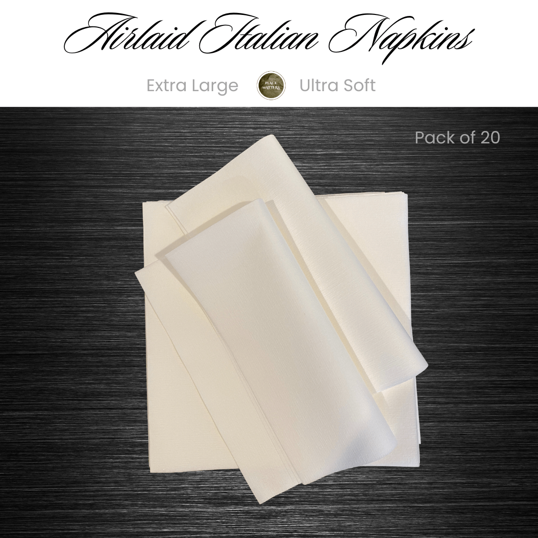 White Paper Napkins (Luxury Airlaid Paper) (Extra Large) - Place MattersNapkins