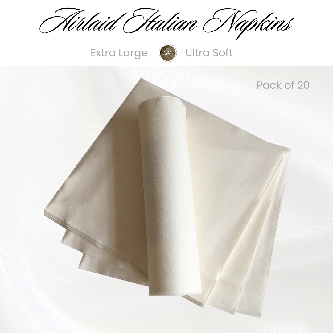White Paper Napkins (Luxury Airlaid Paper) (Extra Large) - Place MattersNapkins