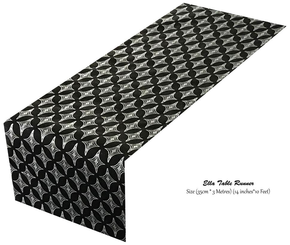 Black Table Runner - Diamonds Design - Place Matters