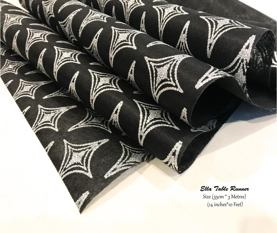 Black Table Runner - Diamonds Design - Place Matters