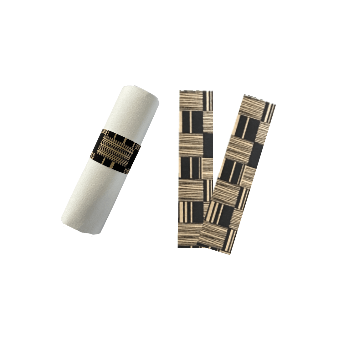 Black & Cream Napkin Wraps (Bricks Design) - Place Matters