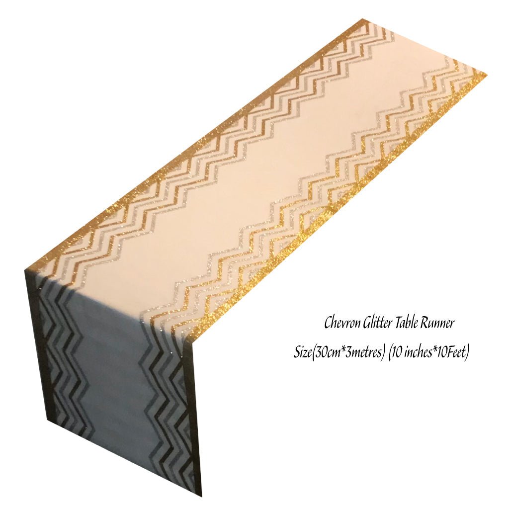 Chevron Glitter Table Runners - Gold & Silver Stripe - Place MattersTable Runners