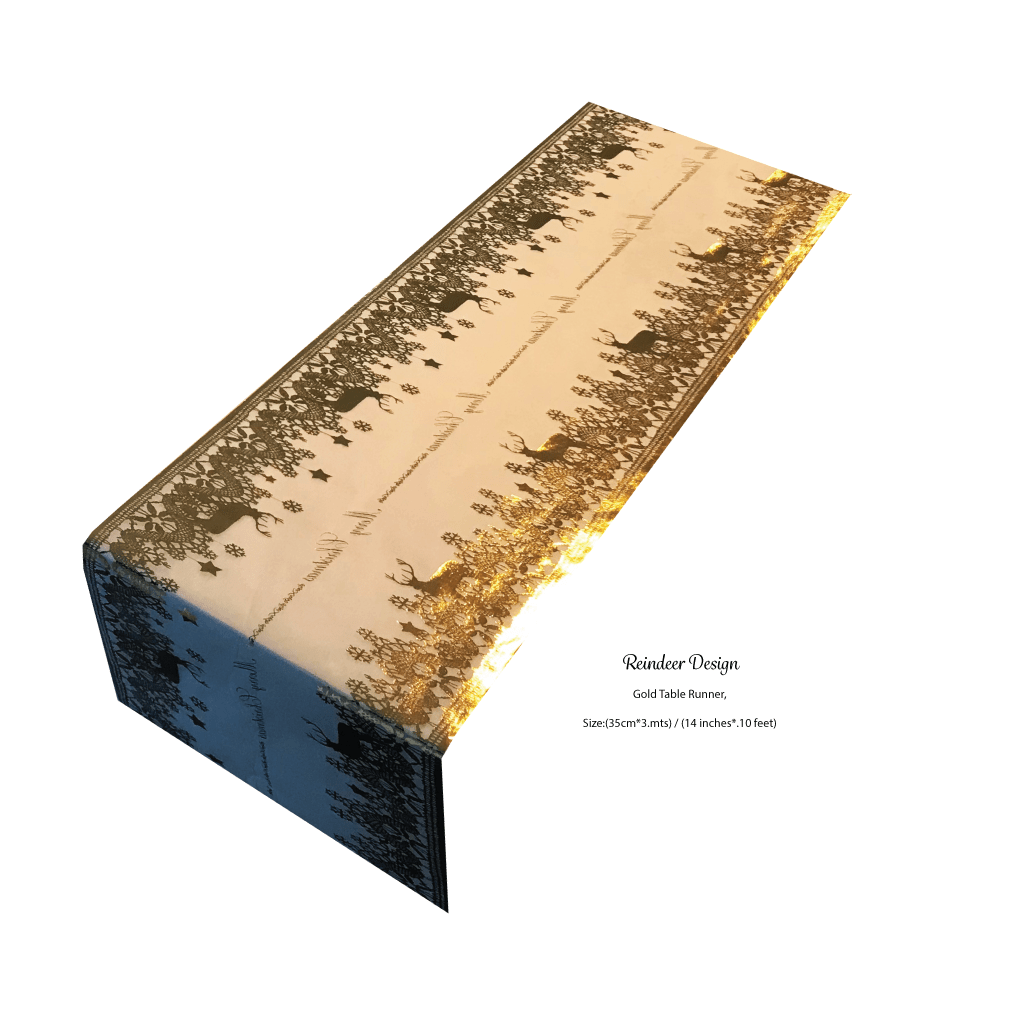Christmas Gold Table Runners (Reindeer Design) - Place MattersTable Runners