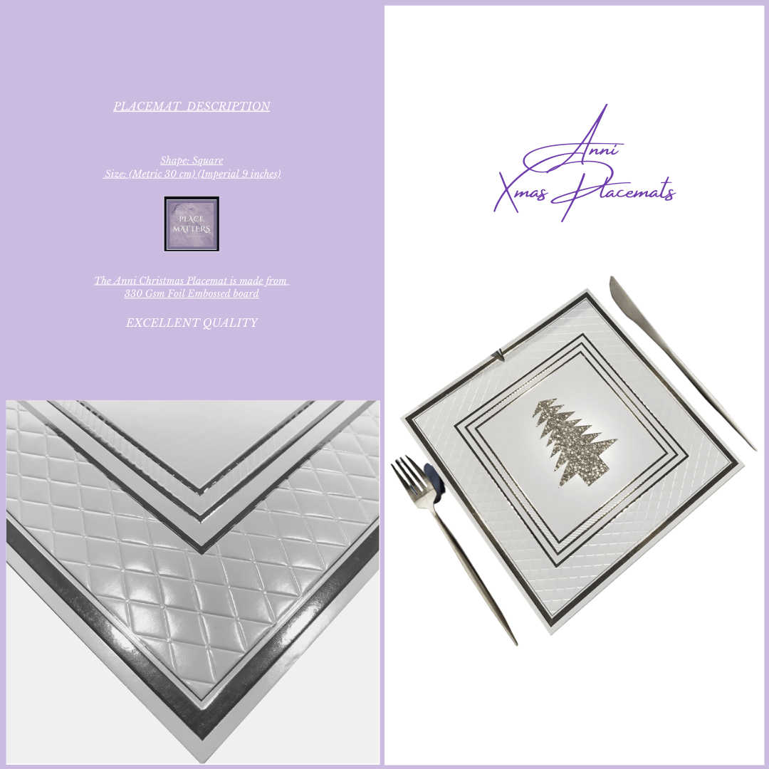 Silver Christmas Table Setting Pack for 10 - Anni Xmas + Runner - Place MattersChristmas Table Setting Pack