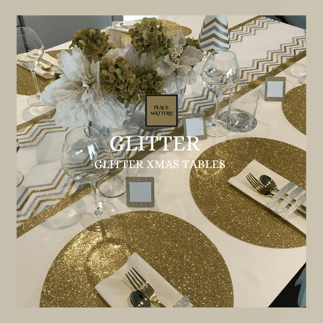 Gold Glitter Design Round Placemats | Place Matters (Pack of 20) - Place Matters