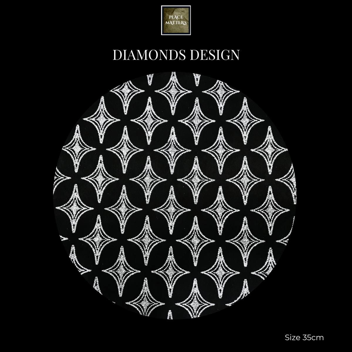 Diamonds Design Round Placemats – Black | Place Matters (Pack of 20) - Place Matters