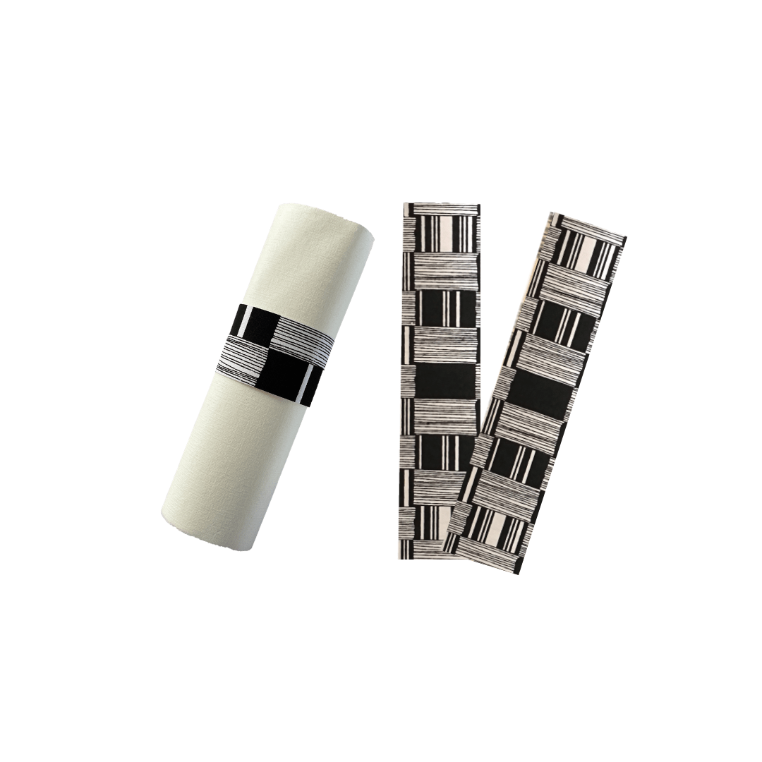 Black & Cream Napkin Wraps (Bricks Design) - Place Matters