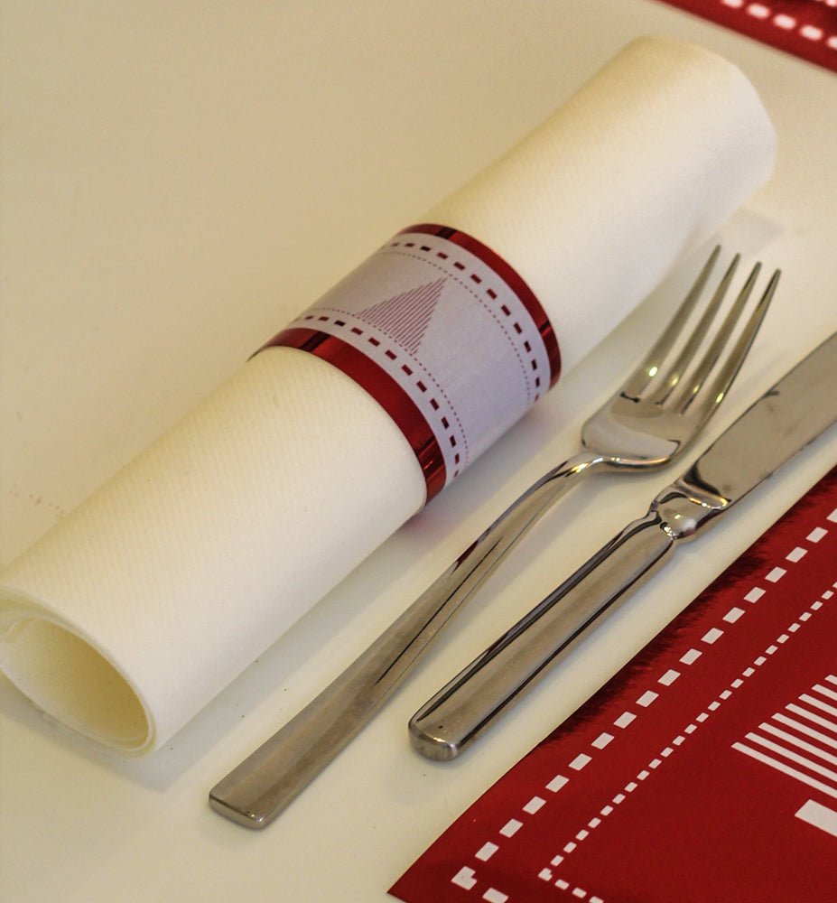 Christmas Napkin Wraps (Stripe Xmas Tree Design) - Place MattersChristmas Table Decor