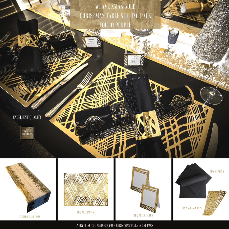 Christmas Table Setting Pack — Reindeer Weave Design with - Runner - Place MattersChristmas Table Setting Pack