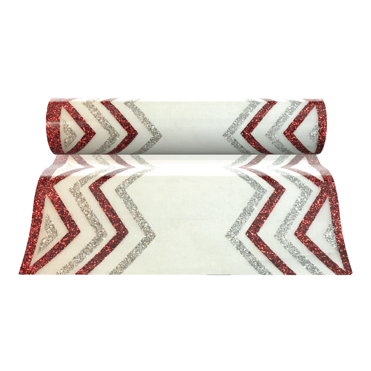 Chevron Glitter Table Runners - Red and Silver Stripe - Place MattersTable Runners