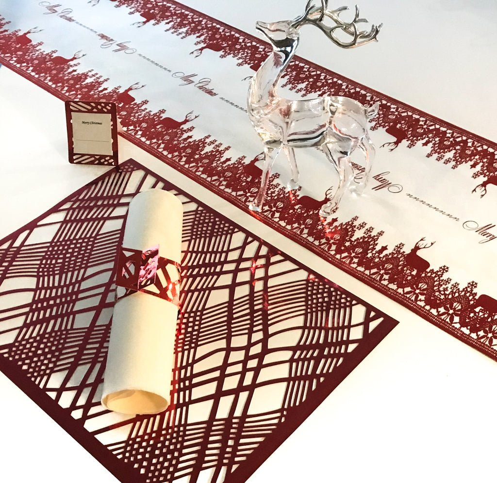 Christmas Red Table Runners (Reindeer Design) - Place MattersTable Runners
