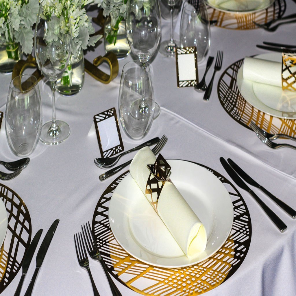 Gold Round Placemats – Weave Design | Place Matters (Pack of 20) - Place Matters