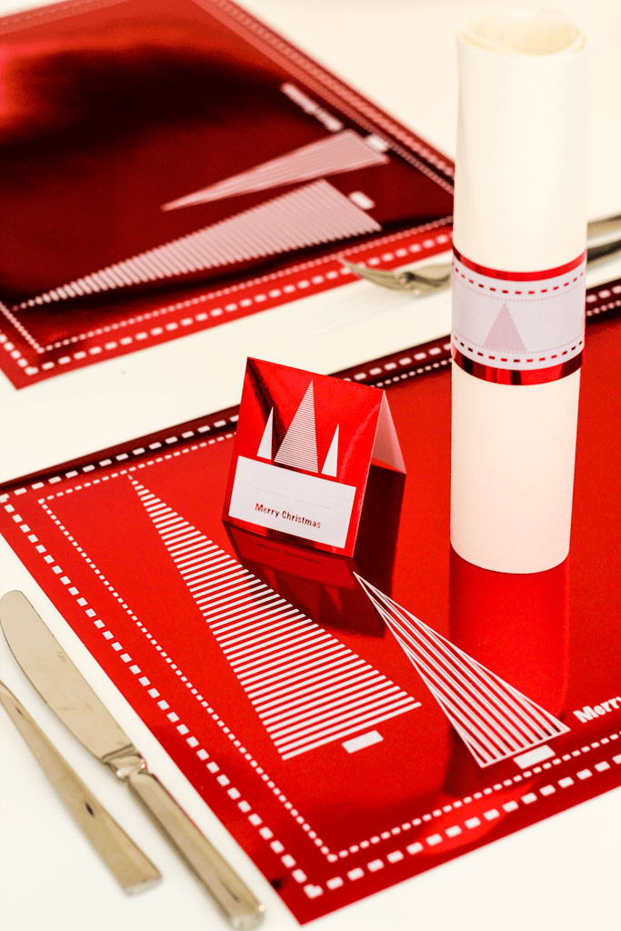 Place Cards (Stripe Foil Christmas Tree) - Place Matters