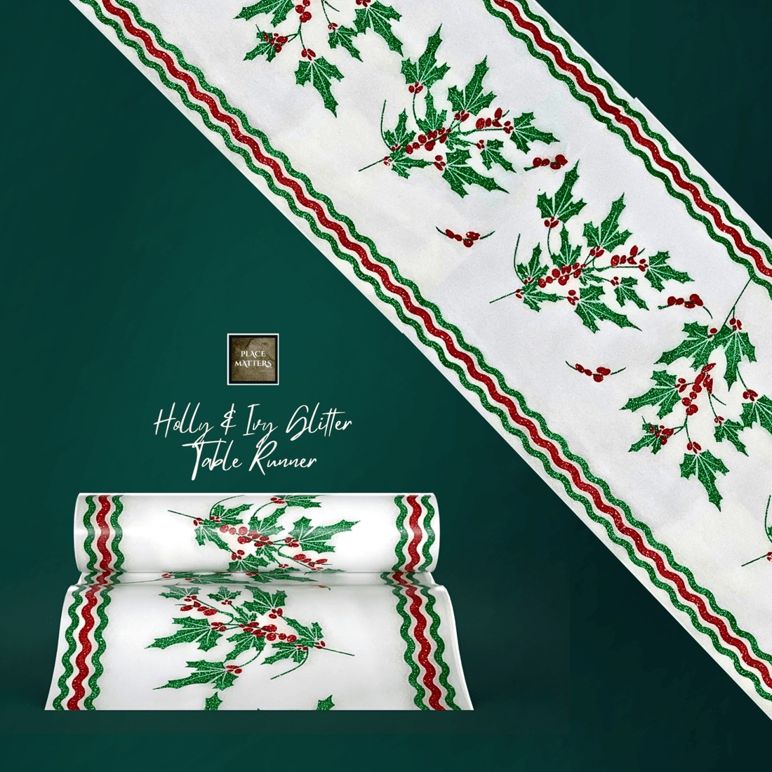 Wholesale Christmas Table Runners (Holly & Ivy Design) Pack of 6| Saunder Concepts