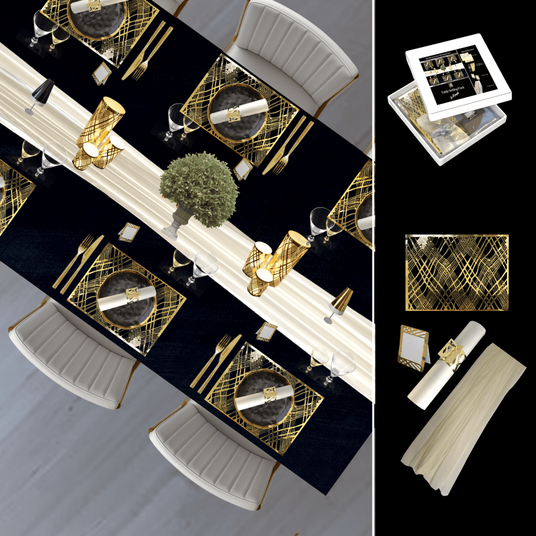 Table Setting Pack for 10 — Gatsby Chiffon Weave Design
