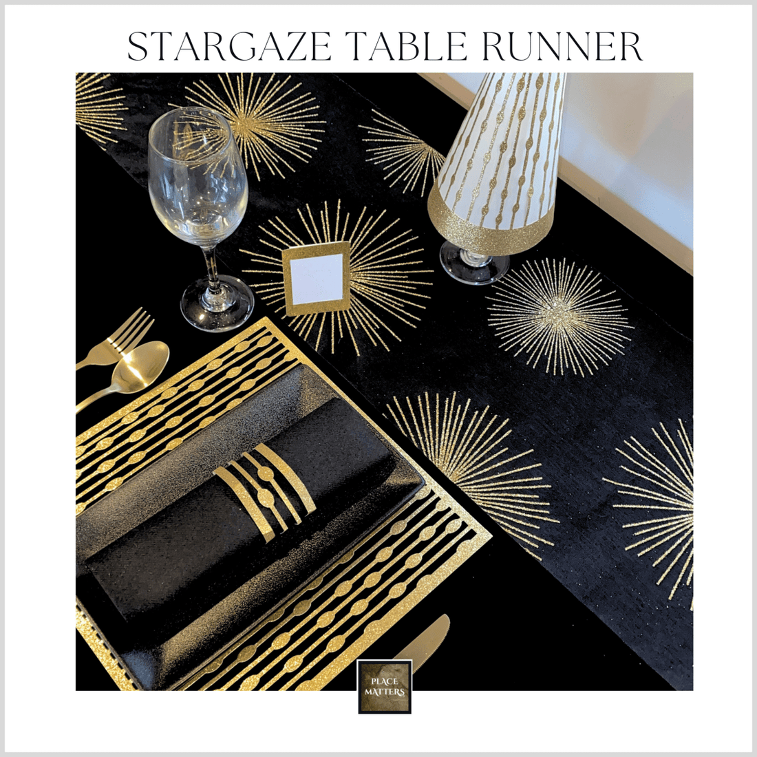 Wholesale Black Stargaze Table Runners Pack of 6 | Saunders Concepts
