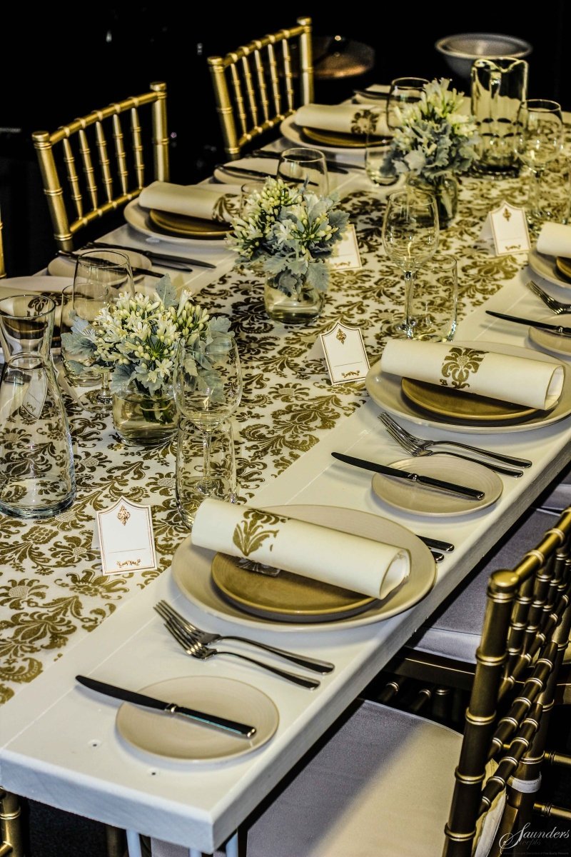 Affordable Luxury Made Easy: Transform Your Table Decor with Royale Design Gold & Black Table Runners and Placemats - Place Matters