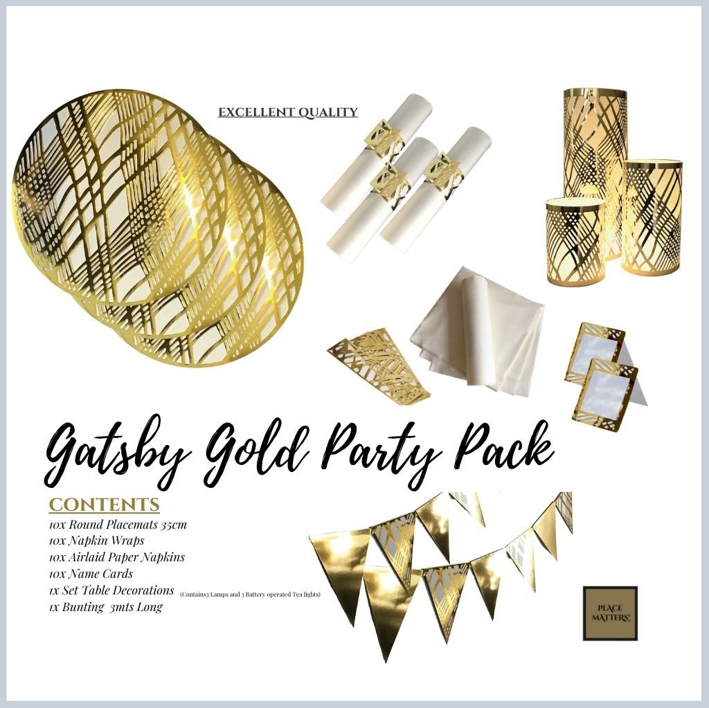 Affordable Luxury: Transform Your Event with Gatsby Gold Party Pack's Elegant Weave Design Table Runners and Placemats - Place Matters