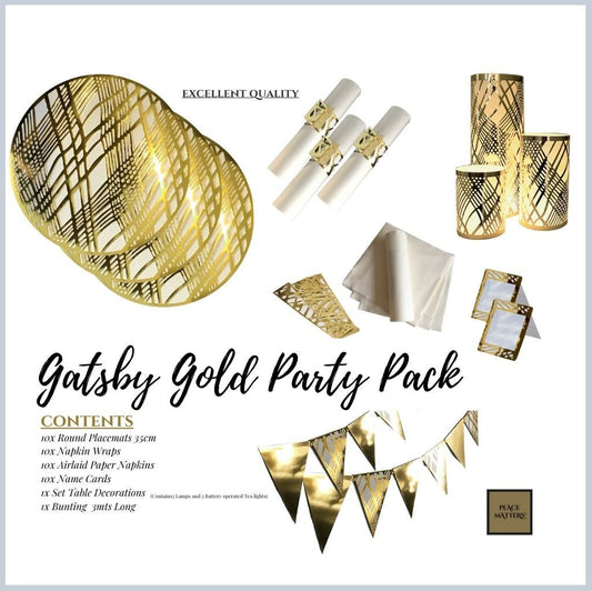 Affordable Luxury: Transform Your Event with Gatsby Gold Party Pack's Elegant Weave Design Table Runners and Placemats - Place Matters