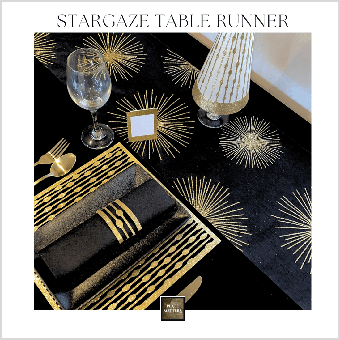 Black Stargaze Table Runners & Placemats: An Affordable Luxury Solution for Stunning Table Decor - Place Matters