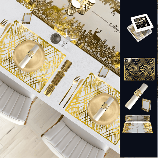 Creating Festive Ambiance: Affordable Luxury Reindeer Weave Placemats and Table Runner for Stunning Christmas Table Decor - Place Matters