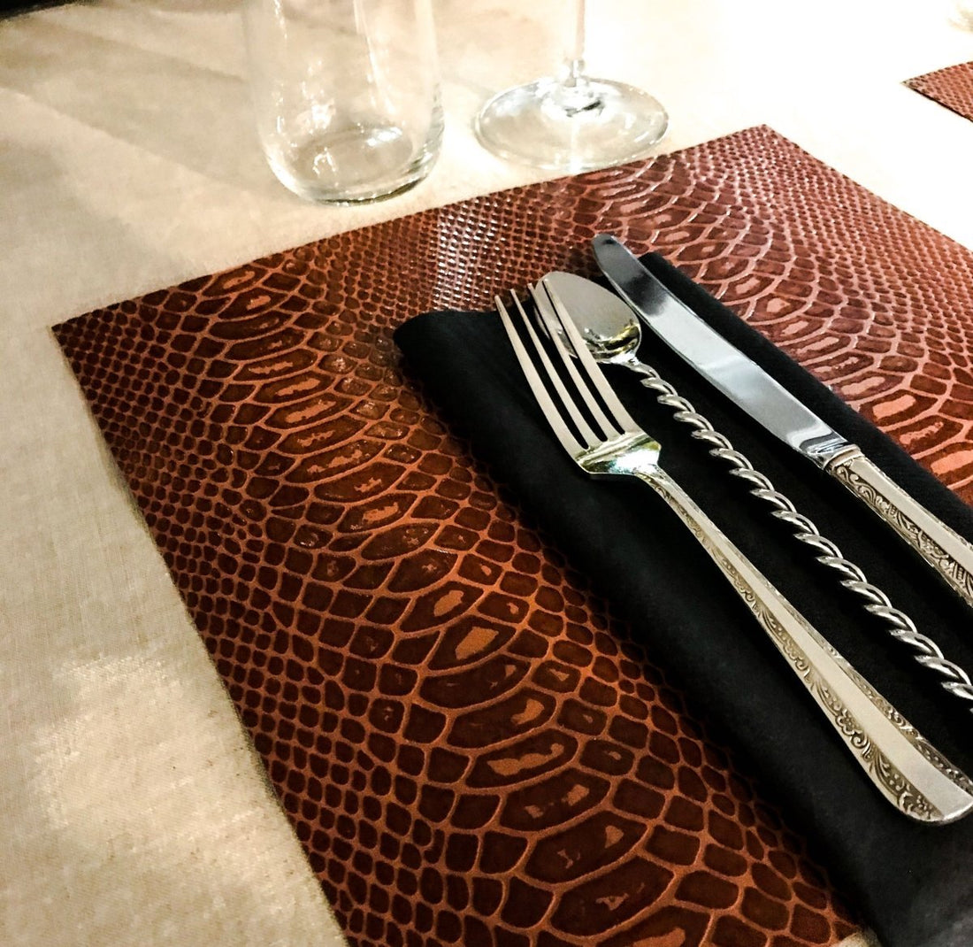 Crocodile Faux Paper Placemats: Affordable Luxury Table Decor for Every Occasion - Place Matters