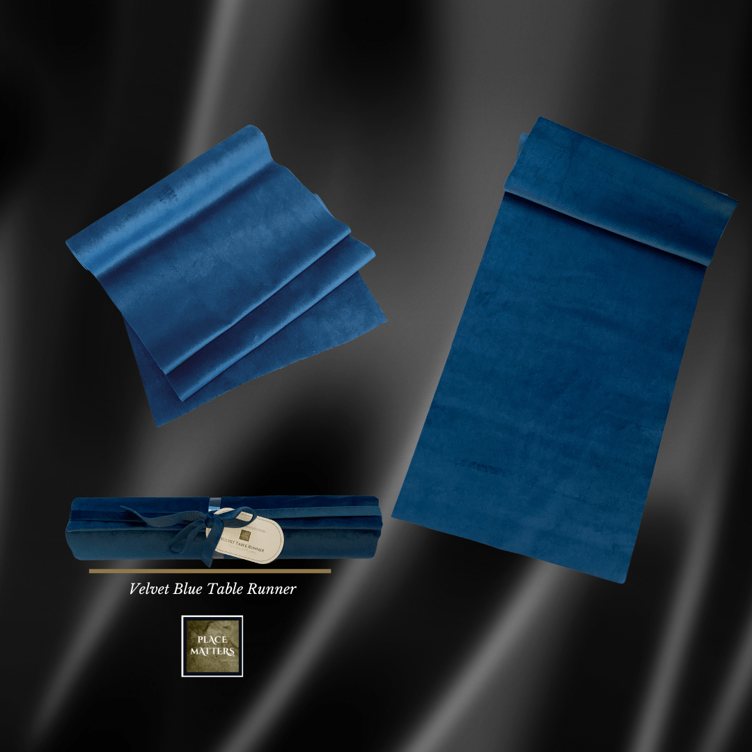 Elevate Your Dining Experience with Velvet Blue Table Runners and Placemats for Stunning Table Decor - Place Matters