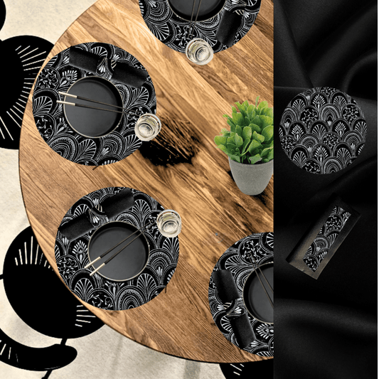 Elevate Your Dinner Atmosphere with Milano Design's Black Table Setting Pack Featuring Affordable Luxury Placemats and Table Runners for Stunning Table Decor - Place Matters