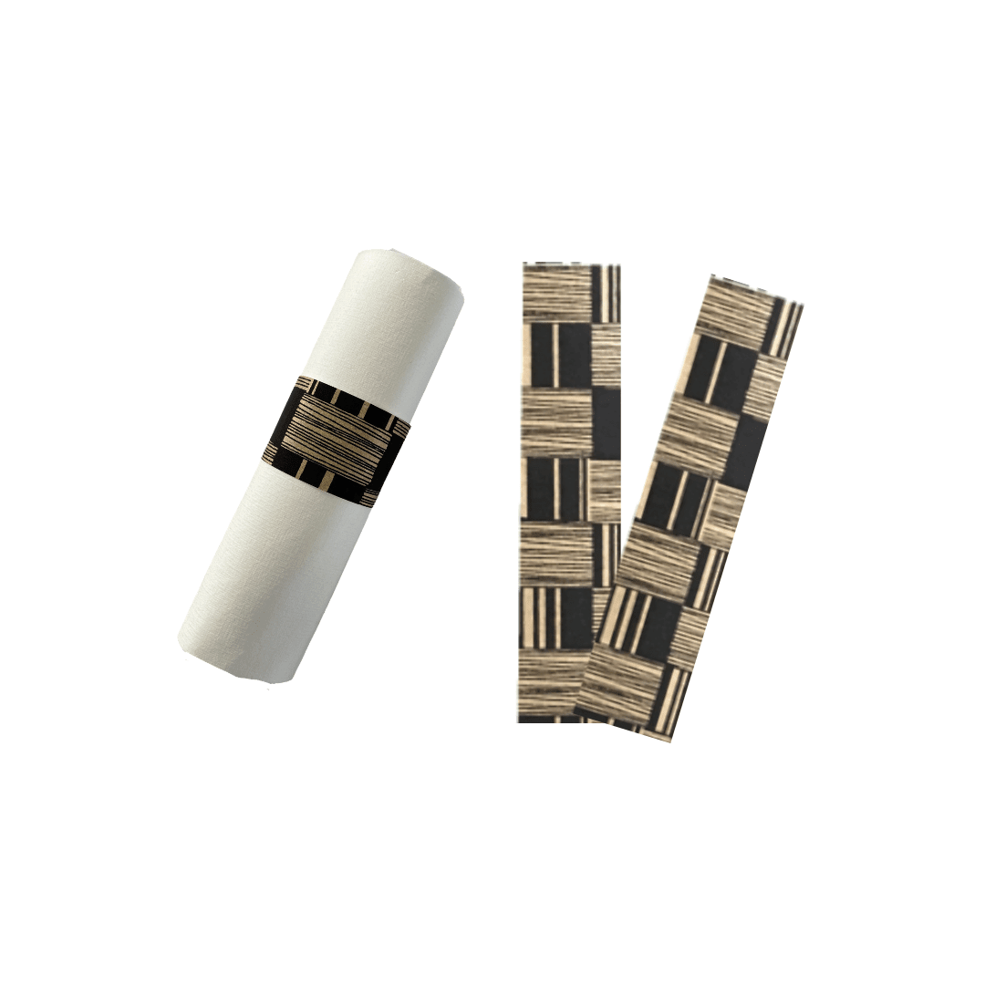Embrace Affordable Luxury with Black & Cream Bricks Design Napkin Wraps Enhancing Placemats and Table Runners for Stunning Table Decor - Place Matters