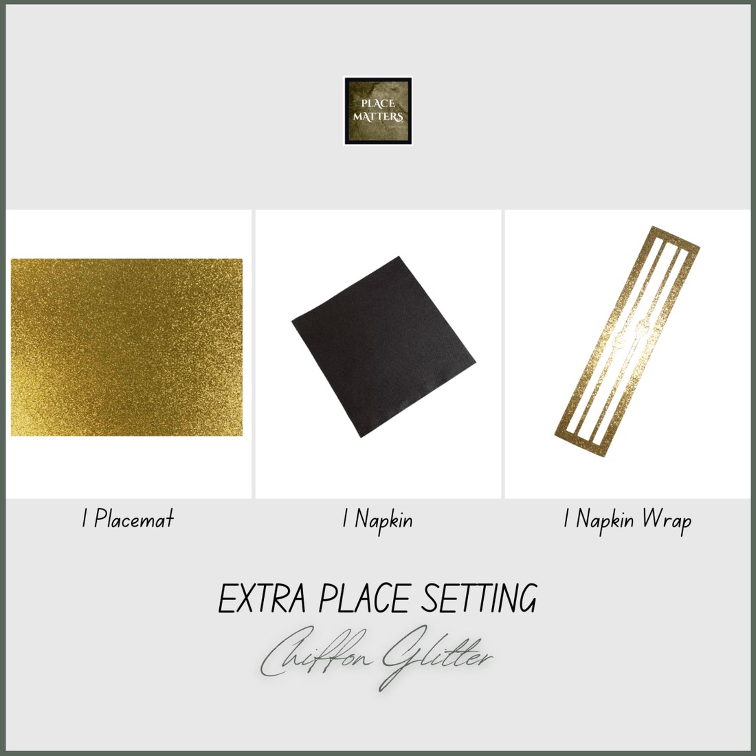 How Single Place Setting with Glitter Design Placemats and Table Runners Adds Affordable Luxury to Your Table Decor - Place Matters