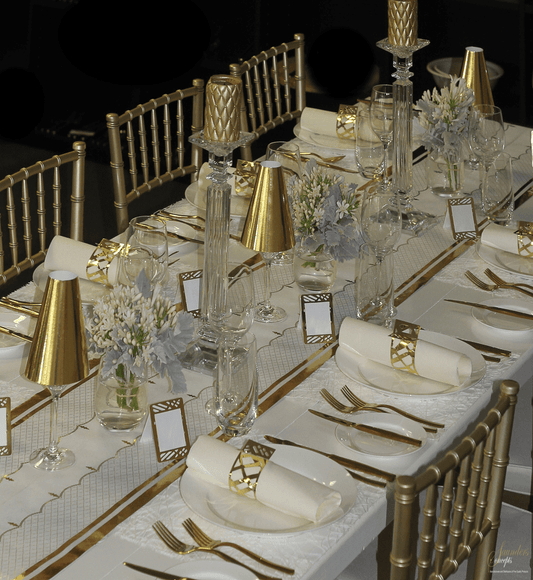 Timeless Elegance: Bring Affordable Luxury to Your Gold Anniversary Table with Exquisite Placemats Table Runners and Table Decor - Place Matters