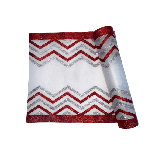 Transform Your Dining Space with Chevron Glitter Table Runners Red and Silver Stripe for Affordable Luxury Table Decor and Placemats - Place Matters