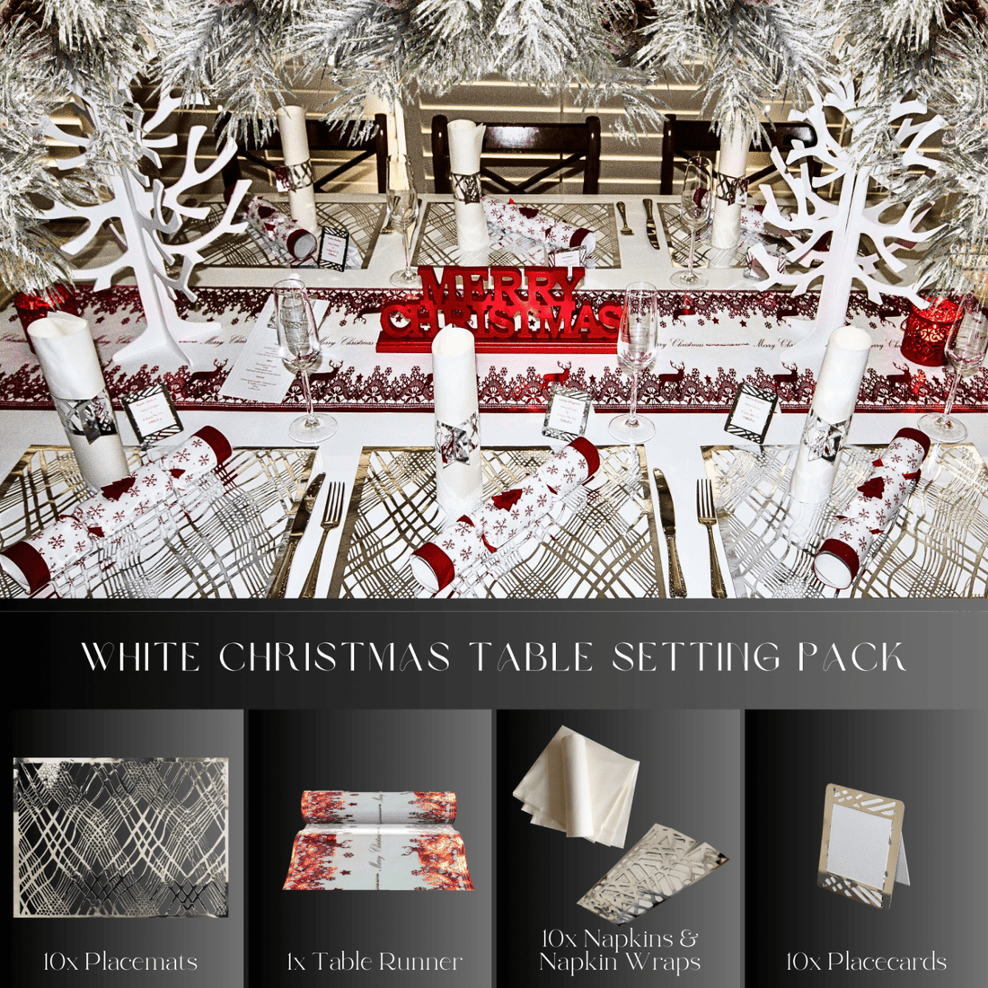 Unlock Affordable Luxury in Table Decor with Silver Placemats and Reindeer Christmas Table Runner - Place Matters