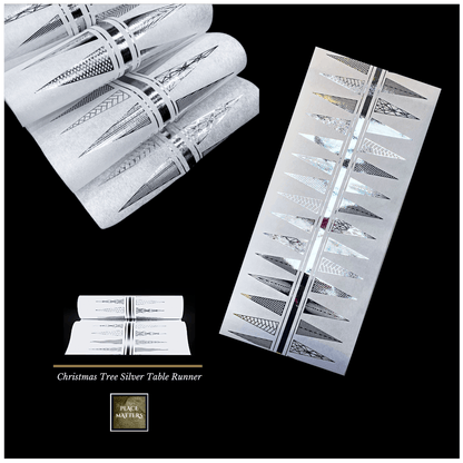 Christmas Table Runners (Silver Funky Xmas Tree Design) - Place Matters