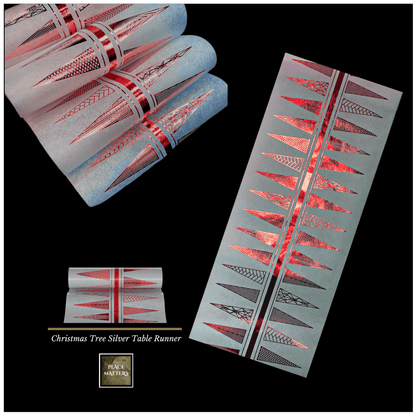Christmas Table Runners (Silver Funky Xmas Tree Design) - Place Matters