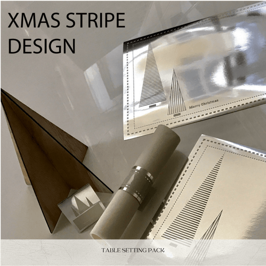 Table Setting Pack for 10 — Stripe Foil Xmas Tree - Place MattersChristmas Table Setting Pack