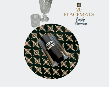 Diamonds Design Round Placemats – Black | Place Matters (Pack of 20) - Place Matters