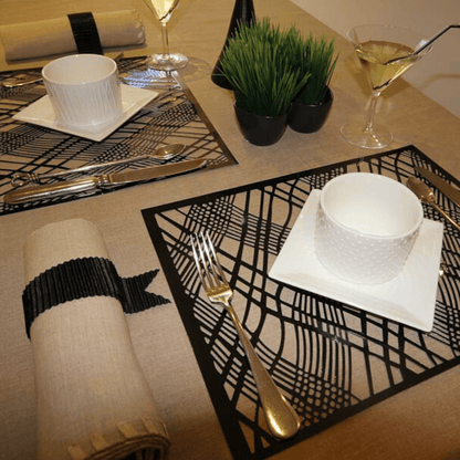 Gold Rectangular Placemats – Weave Design | Place Matters (Pack of 20) - Place Matters