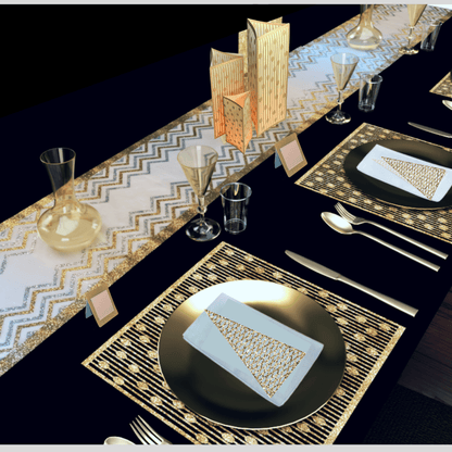 Silver Christmas Table Setting Pack for 10 — Droplets Round Runner - Place Matters