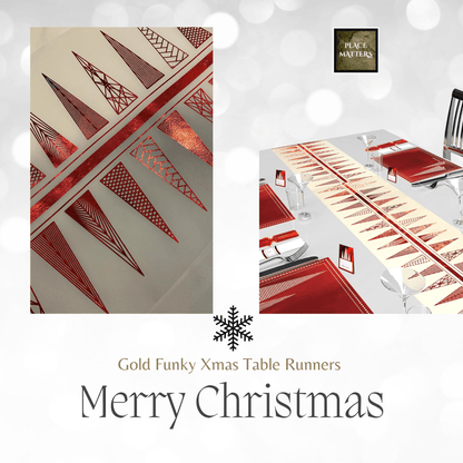 Wholesale Christmas Table Runners (Funky Xmas Tree Design) Pack of 6| Saunders Concepts - Place Matters