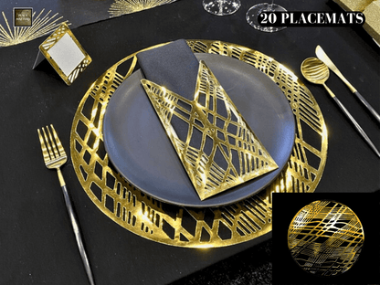 Gold Round Placemats – Weave Design | Place Matters (Pack of 20) - Place Matters