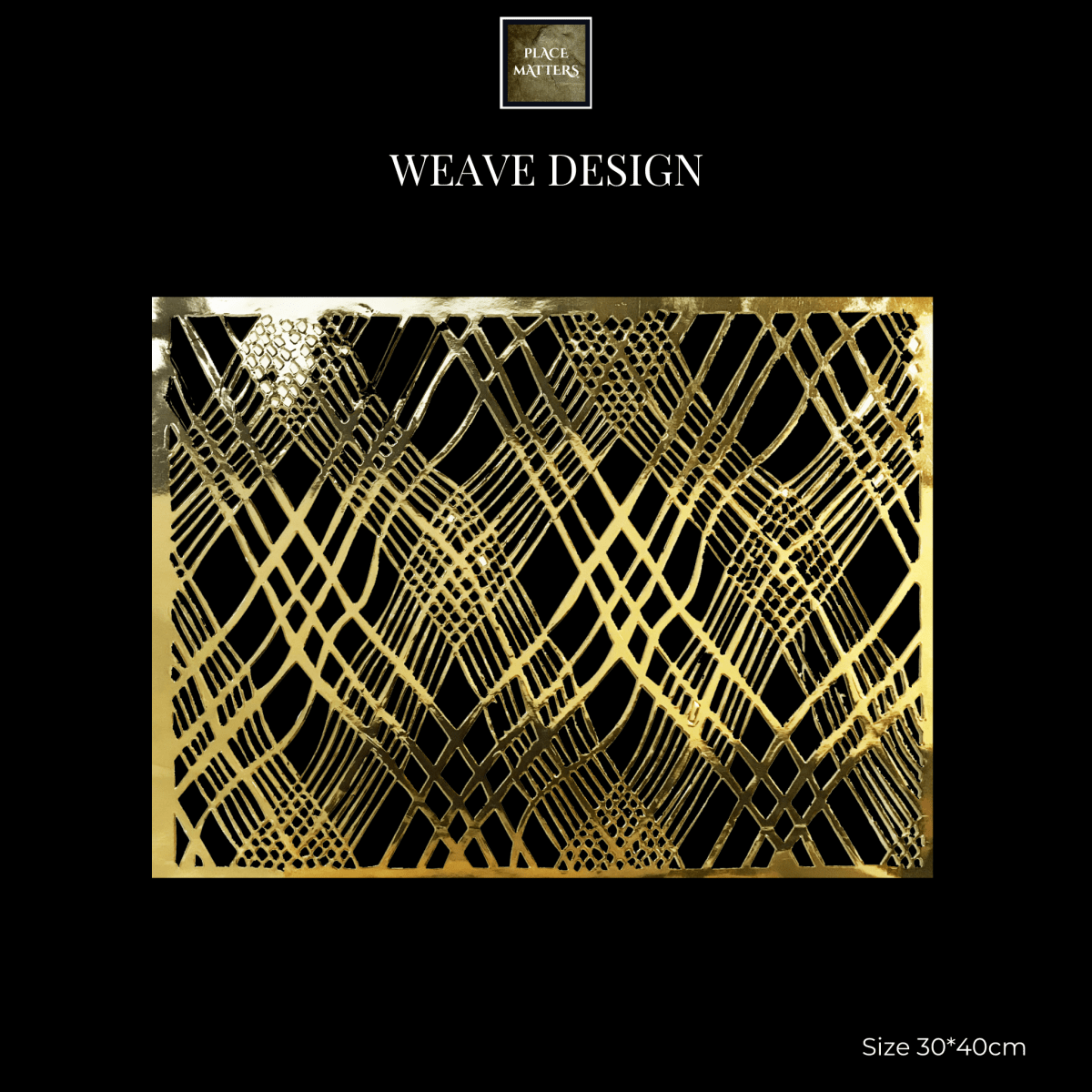Gold Rectangular Placemats – Weave Design | Place Matters (Pack of 20) - Place Matters